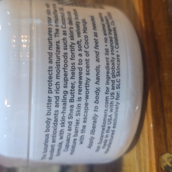 FULL SIZE SUZANNE ORGANICS SOMERS BODY BUTTER - COCO MANGO - NEVER OPENED - Picture 5 of 9